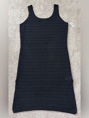Old Navy Black Crochet Midi Tank Dress